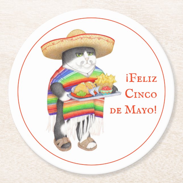 WENDELITO Cinco de Mayo Rund Pappersunderlägg Underlägg Papper Rund (Framsidan)