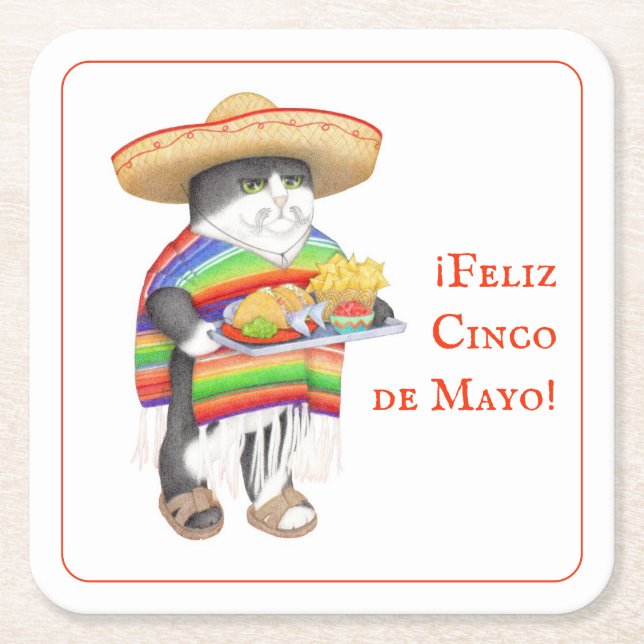 WENDELITO Cinco de Mayo Square Papper Underlägg Kvadrat (Framsidan)
