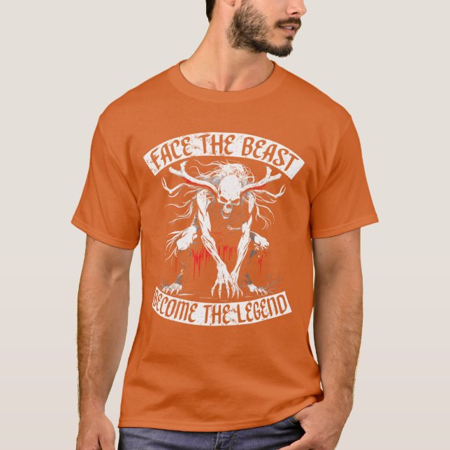 Wendigo kryptid Facehe odjur Becomehe Legend retro T Shirt (Framsida)