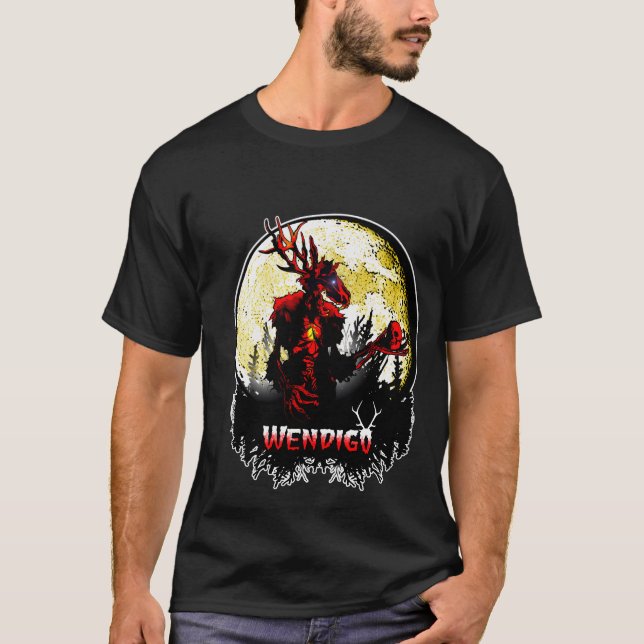 Wendigo New Monster Skinwalker Cryptid Evil Horror T Shirt (Framsida)