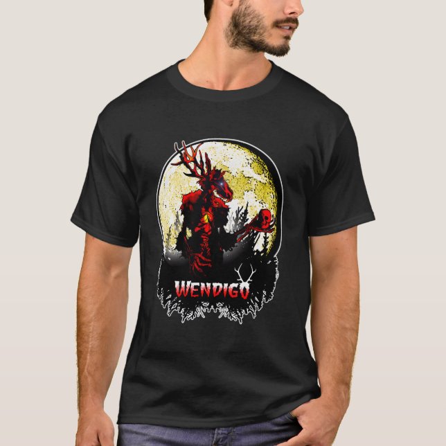 Wendigo New Monster Skinwalker Cryptid Evil Horror T Shirt (Framsida)