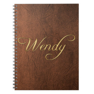 WENDY Faux Leather Brown Struktur Arty bärbar dato Anteckningsbok Med Spiral