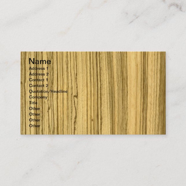 Wenge och Zebrano faner varg Visitkort (Framsida)