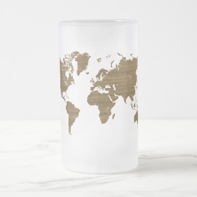 Wenge världskarta frostat ölglas (Center)