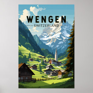 Wengen Schweiz Resa Konst Vintage Poster