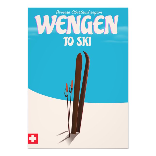 Wengen, Schweiz, skidposter Fototryck (Framsidan)