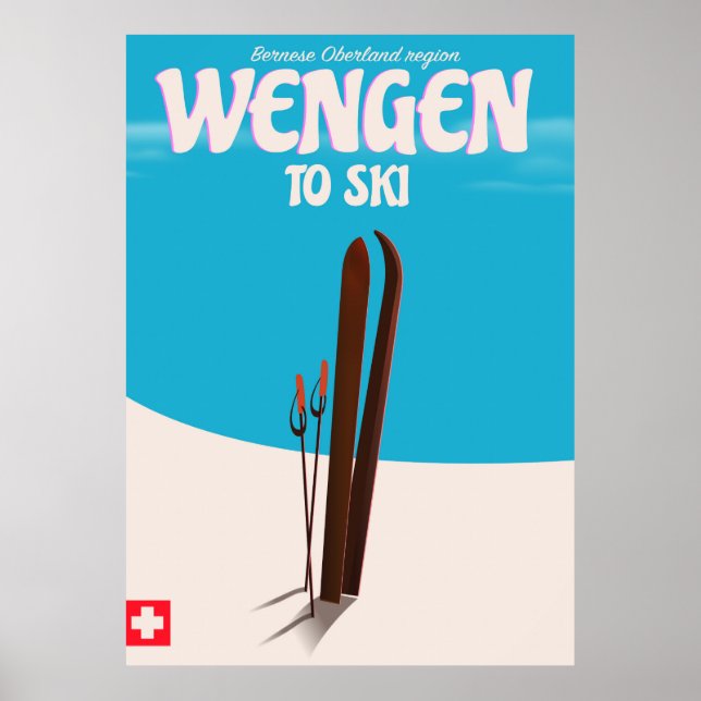 Wengen, Schweiz, skidposter Poster (Framsidan)