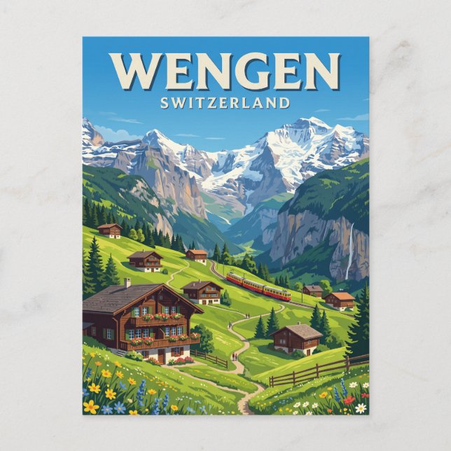 Wengen Schweiz Vykort (Framsida)