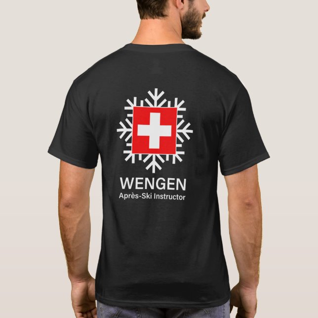 Wengen schweizare Apres-Skidar instruktören T Shirt (Baksida)