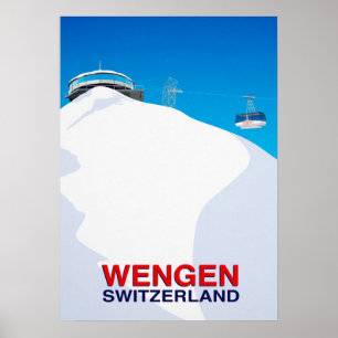 Wengen skidar semesterorten Schweitz Poster