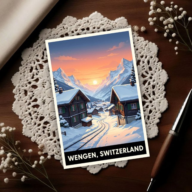 Wengen, Switzerland: 1960s Vintage Travel Vykort (Skapare uppladdad)
