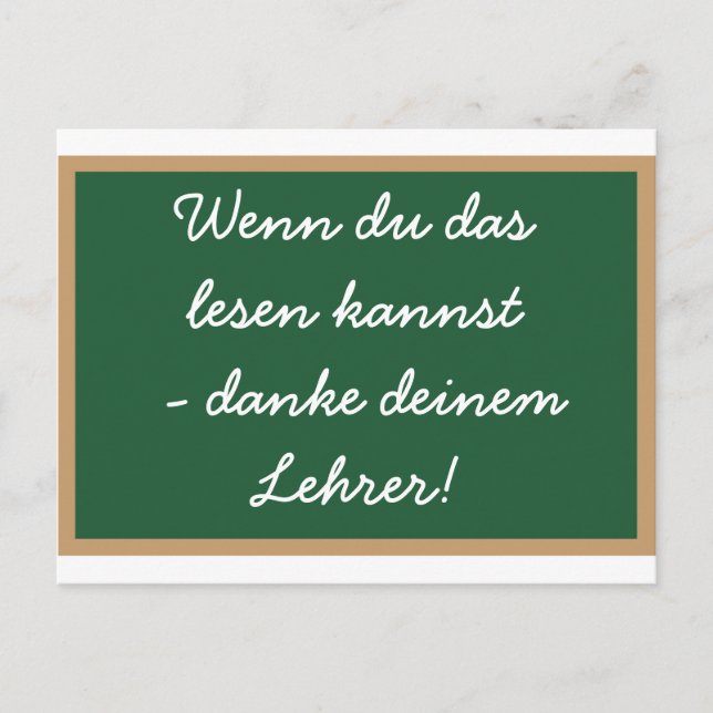 Wenn du das lesen kannst - danke deinem Lehrer! Vykort (Framsida)