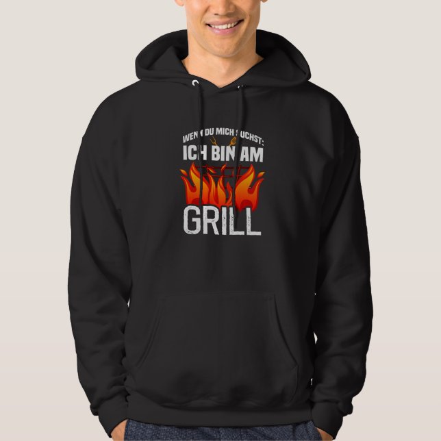 Wenn du mich sucht ich bin am Grill   Hoodie (Framsida)