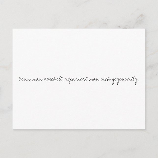 Wenn man kuschelt, repariert man sich gegenseitig. vykort (Framsida)