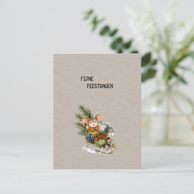Wenskaart (10,8 x 14,2 cm) - Fijne Feestdagen Vykort (Stående Fram)