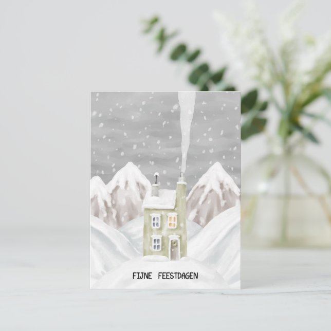 Wenskaart (10,8 x 14,2 cm) - Fijne Feestdagen Vykort (Stående Fram)