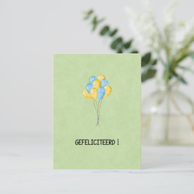 Wenskaart (10,8 x 14,2 cm) - Gefeliciteerd Vykort (Stående Fram)