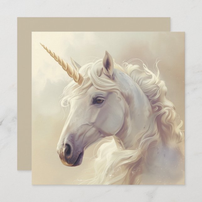 Wenskaart met Witte Unicorn Sparkle Julkort (Fram/baksida)