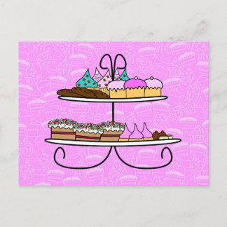 wenskaart - Party Girls - High Tea - muffinsar Vykort