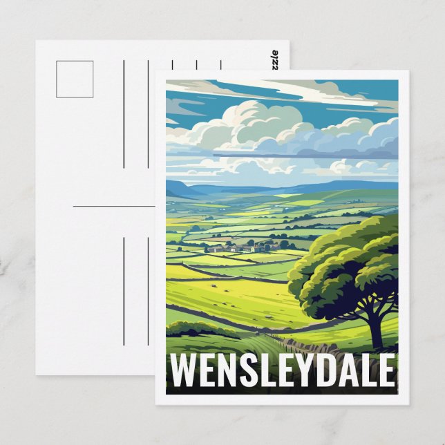 Wensleydale Yorkshire England presenter Vykort (Fram/baksida)
