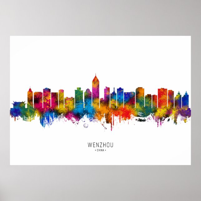 Wenzhou Kina Skyline Poster (Framsidan)