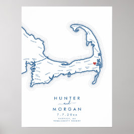 Wequassett Bröllop Cape Cod Navy Gästbok Poster