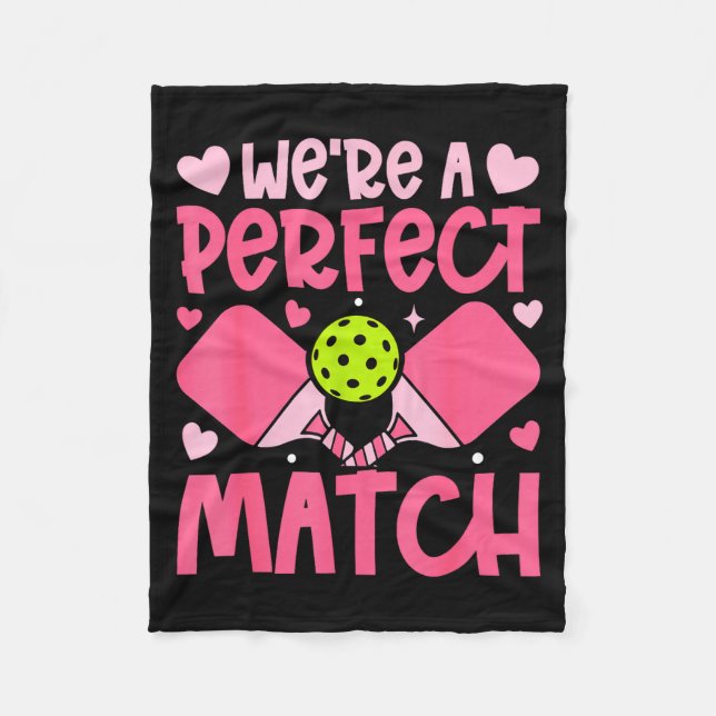 We're A Match Ckleball Couple Paddle Hearts Valent Fleecefilt (Framsidan)