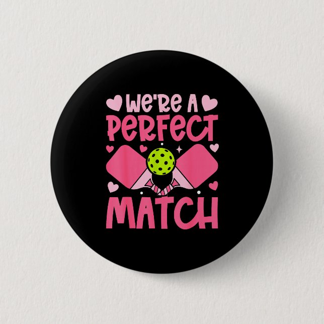 We're A Match Ckleball Couple Paddle Hearts Valent Knapp (Framsida)