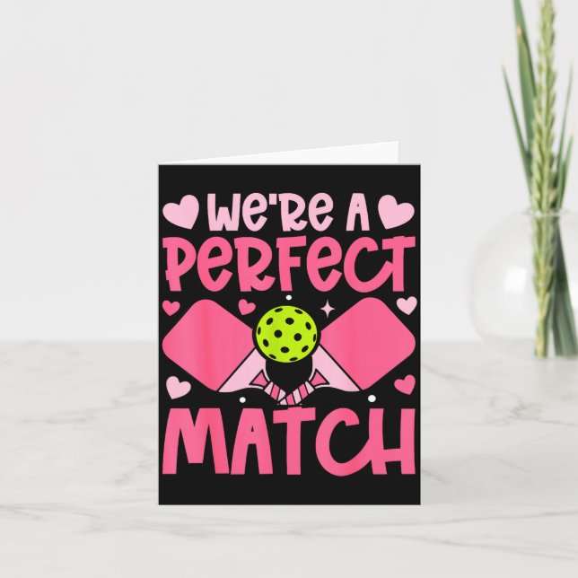 We're A Match Ckleball Couple Paddle Hearts Valent Kort (Framsida)