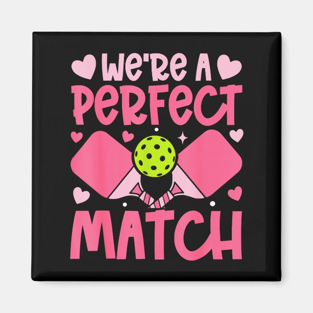 We're A Match Ckleball Couple Paddle Hearts Valent Magnet (Framsidan)