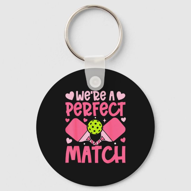 We're A Match Ckleball Couple Paddle Hearts Valent Nyckelring (Framsida)