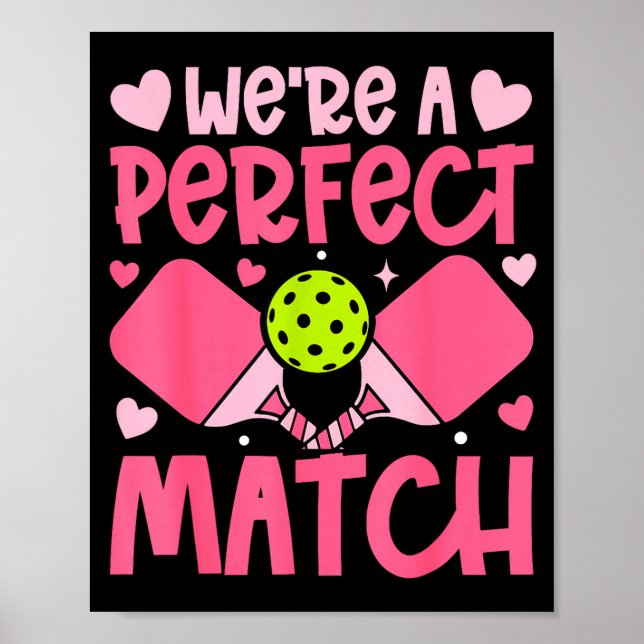 We're A Match Ckleball Couple Paddle Hearts Valent Poster (Framsidan)