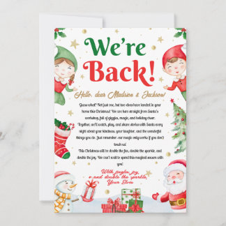 We're Back Elf Arrival Letter Elves Christmas Inbjudningar