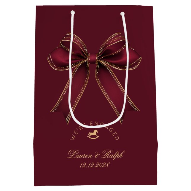 We're Engaged Elegant Burgundy Gold Bow Luxury (Baksidan)