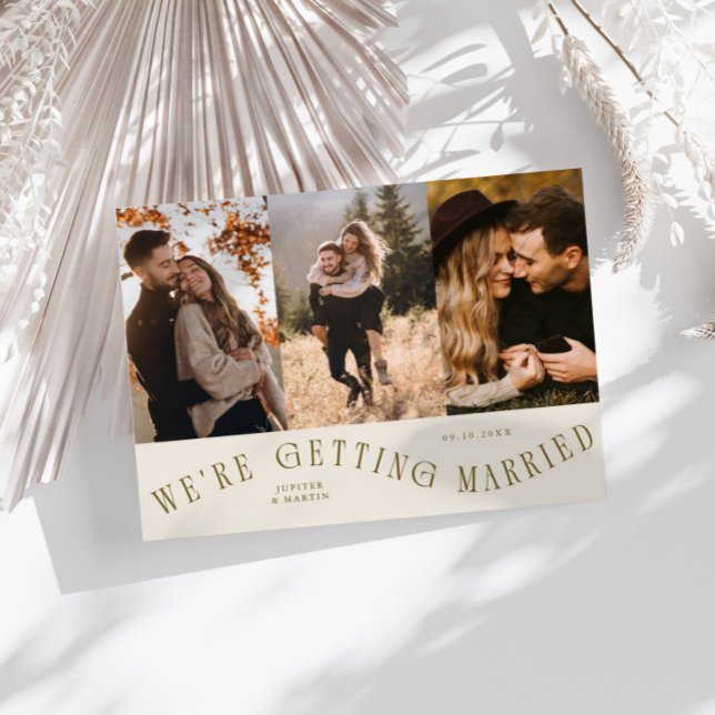 We're Getting Married Multi Photo Cream Spara Datumet (Skapare uppladdad)