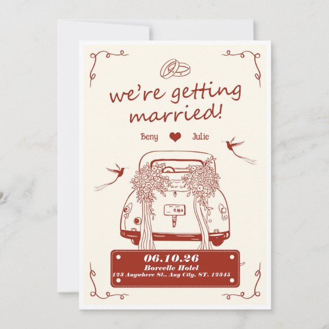 We're Getting Married wedding invitation Inbjudningar (Framsida)