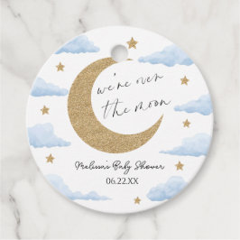 We're Over The Moon Blue Celestial Baby Shower Gåvor Etiketter