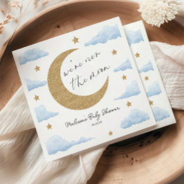We're Over The Moon Blue Celestial Baby Shower Pappersservett