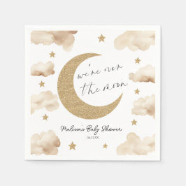 We're Over The Moon Boho Celestial Baby Shower Pappersservett