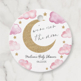 We're Over The Moon Pink Celestial Baby Shower Gåvor Etiketter