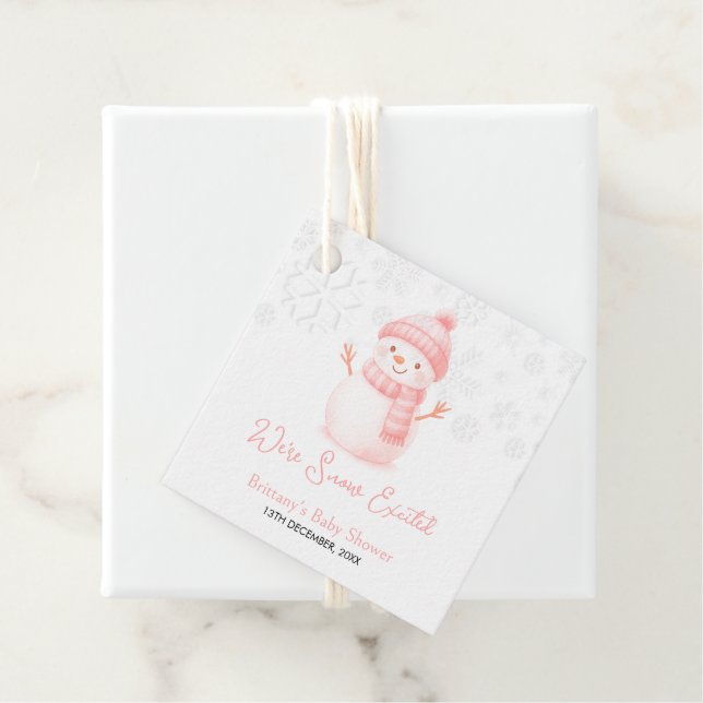 We're Snow Excited Snowmen Girl Baby Shower Gåvor Etiketter (På plats)