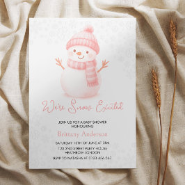 We're Snow Excited Snowmen Girl Baby Shower Inbjudningar