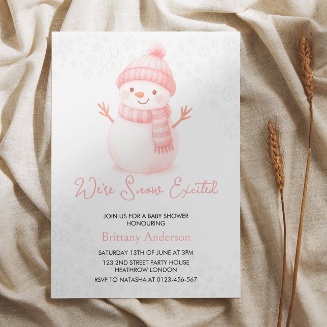 We're Snow Excited Snowmen Girl Baby Shower Inbjudningar (Skapare uppladdad)