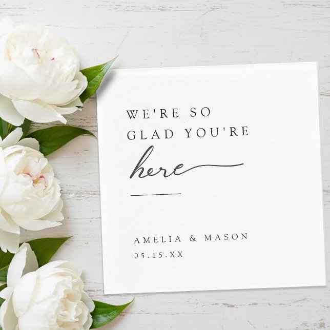 We're So Glad You're Here Minimal Paper Wedding  Pappersservett (We're So Glad You're Here Minimal Paper Wedding Napkins)