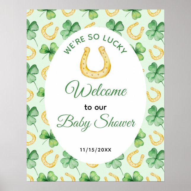 We're So Lucky Horseshoe St Patrick's Baby Shower Poster (Framsidan)