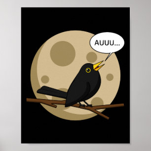 Werebird - Blackbird Howling vid Tecknaden Måne Poster