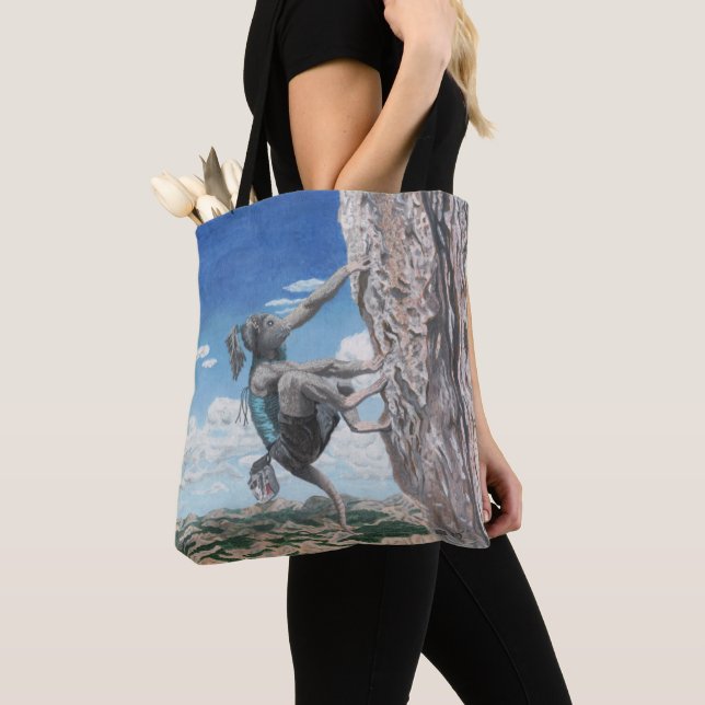 Wererat Girl Sten klättning Graphic Tote Bag Tygkasse (Närbild)