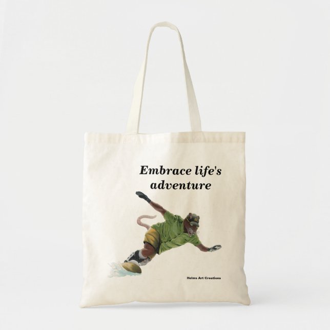 Wererat Snowboarder Fantasy Art Budget Tote Bag Tygkasse (Framsidan)