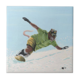 Wererat Snowboarder Fantasy Art Ceramic Tile Kakelplatta