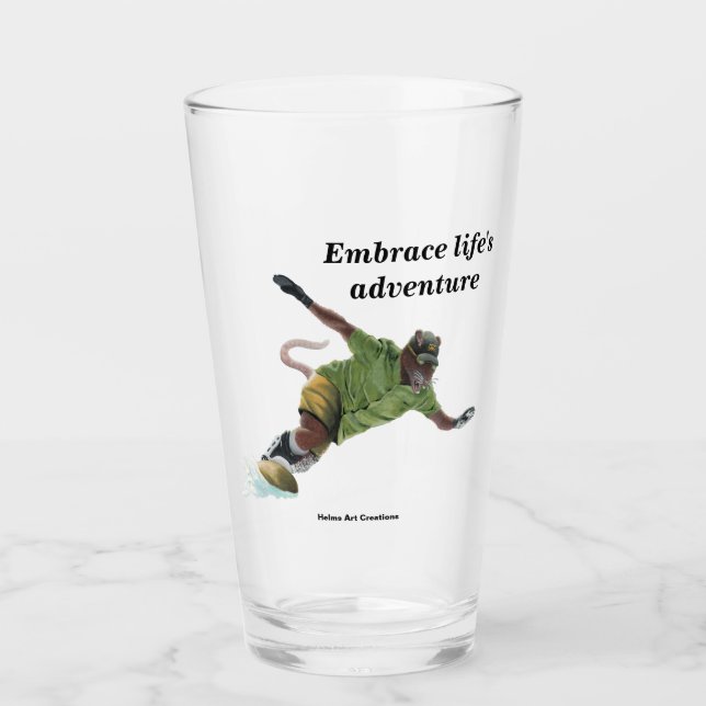 Wererat Snowboarder Fantasy Art Glass Tumbler Glaskopp (Framsida)